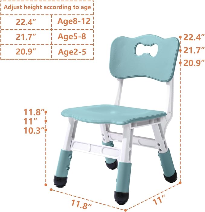 Adjustable Kid Chairs Indoor 3 Level Adjustable Suitable for Children Age 2-6. Maximum load-bearing 220LBS Suitable for Family Classroom and Nursery Child Seat Set (2-Pack-Ink Blue) - LeafyLoom