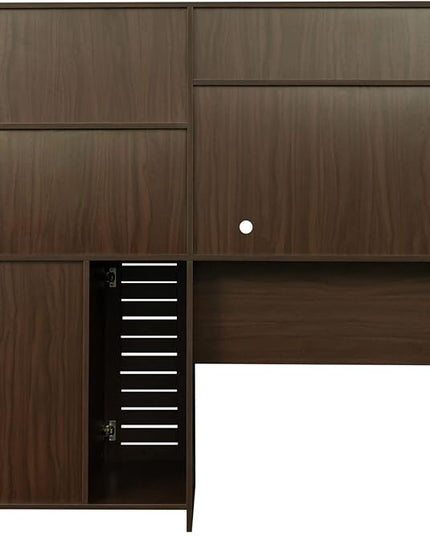NicBex Laik-DW-00017-DX Desks, 59.06" W x 23.62" D x 57.68" H, Walnut - LeafyLoom