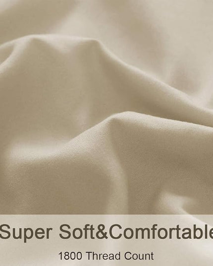SONORO KATE Bed Sheet Set Super Soft Microfiber 1800 Thread Count Luxury Egyptian Sheets 16-Inch Deep Pocket，Wrinkle -4 Piece (Beige, Full) - LeafyLoom