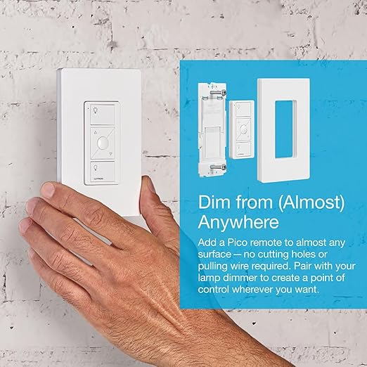 Lutron Caseta Smart Lamp Dimmer 3-Way Kit and Pico Remote, for Floor and Table Lamps, for Dimmable LED Lights, 100 Watt, Single-Pole/3-Way, P-PKG1P-WH Lutron