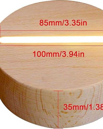 2Pcs 4" Round Wood LED Display Base, Warm Color Wooden Lighted Base Stand for Crystal Glass Resin Art, Acrylic and Plexiglass - LeafyLoom