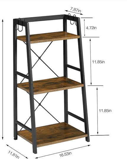 3-Tier Bathroom Ladder Shelf, Standing Tower Shelf Bookcase Freestanding Tower for Living Room Home and Office - LeafyLoom