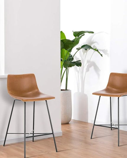 POLY & BARK Paxton 24” Counter Stool in Tan, Set of 2 - LeafyLoom