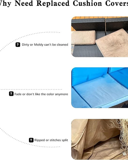 ClawsCover 12Pack Outdoor Seat and Back Cushions Replacement Covers Fit for 6Pieces 5-Seater Wicker Rattan Patio Furniture Conversation Set Sectional Couch Chairs,Navy-Include Cover Only - LeafyLoom