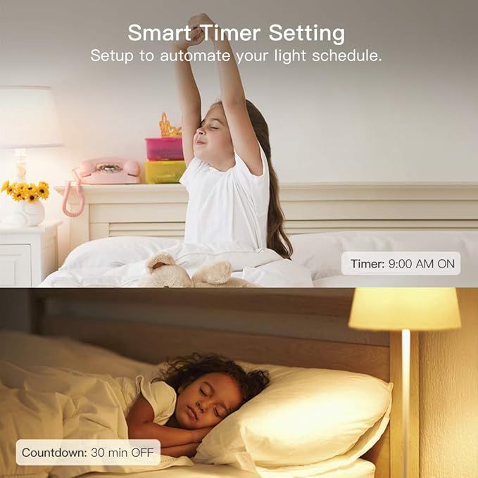 TREATLIFE Smart Light Bulbs, WiFi LED Light Bulb, Dimmable Smart Bulb Works with Alexa, Google Home, SmartThings, Warm White& Cool White(2700K-6500K), 2.4Ghz, 800LM, E26, A19, 9W, No Hub Required TREATLIFE