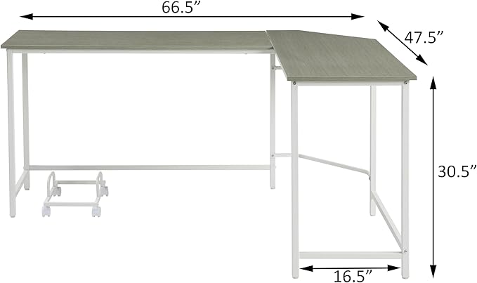 NicBex Kimberly-DW-00054-LWJ Home Office Desks, 66.5"x47.5"x30.5", Grey + White - LeafyLoom