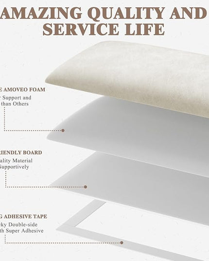 Queen Headboard, Wall Mounted Peel and Stick Headboard, Upholstered Leather Bed Headboard for Queen Size Bed, Floating Dorm Bedroom Tall Headboard Soundproof Wall Panels (9 Panels, 10"x24") - LeafyLoom
