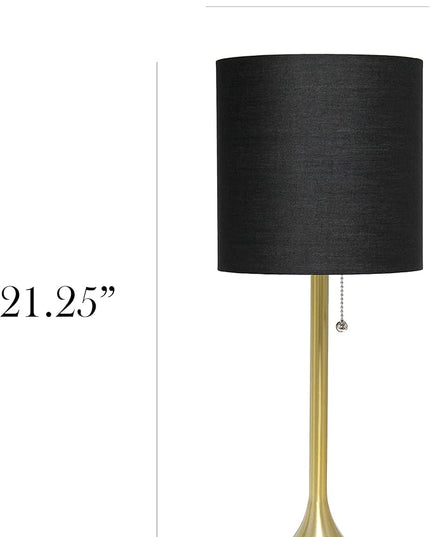 Simple Designs LT1076-GDB Gold Tapered Table Lamp with Black Fabric Drum Shade (Pack of 4) - LeafyLoom