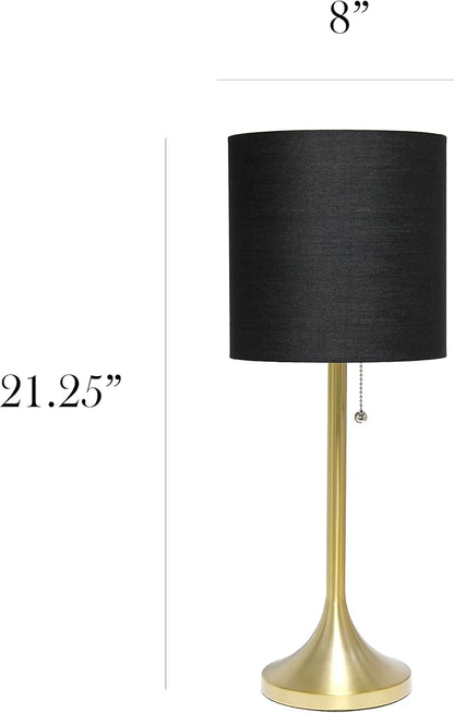 Simple Designs LT1076-GDB Gold Tapered Table Lamp with Black Fabric Drum Shade (Pack of 4) - LeafyLoom