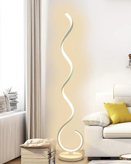 Spiral LED Floor Lamp, 40W Dimmable Floor Lamps for Living Room with Remote Control, Stepless Adjustable Colors & Brightness Standing Lamp Reading Corner Floor Lamp for Bedroom, Office -White - LeafyLoom