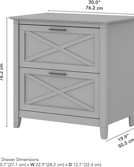 Bush Furniture Key West 2 Drawer Lateral File Cabinet in Cape Cod Gray | Document Storage for Home Office | Accent Chest with Drawers - LeafyLoom