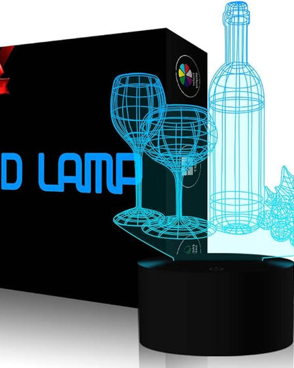 Wine Cup Bottle Night Light Touch Switch Table Desk 3D Optical Illusion Lamp, USB Powered 7 Color Changing Acrylic Flat Lights Birthday Gift Toys Home Bedroom Bedside Bar Decoration - LeafyLoom