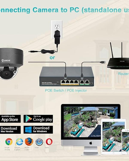 Anpviz 5MP PoE Camera, Outdoor Vandal Dome Security PoE IP Camera with Audio, 98ft Night Vision, H.265, 24/7 Recording Waterproof IP66 Indoor, Wide Angle 2.8mm (Grey), NDAA Compliant (U Series) AnpvizSecurity