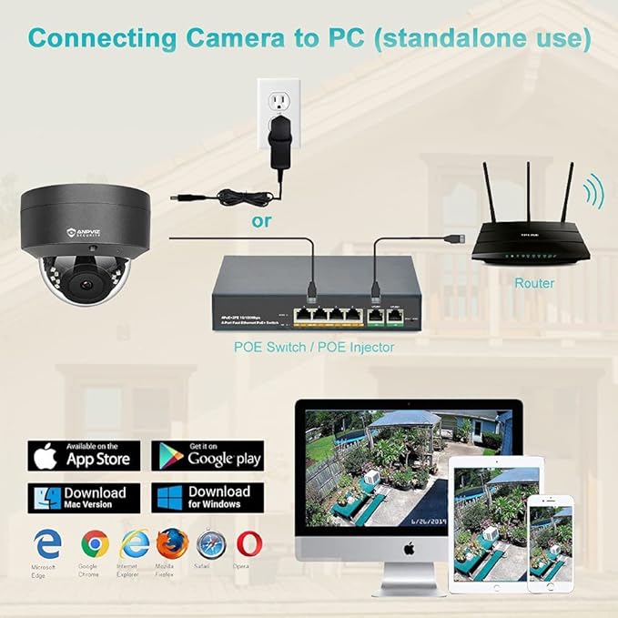 Anpviz 5MP PoE Camera, Outdoor Vandal Dome Security PoE IP Camera with Audio, 98ft Night Vision, H.265, 24/7 Recording Waterproof IP66 Indoor, Wide Angle 2.8mm (Grey), NDAA Compliant (U Series) AnpvizSecurity