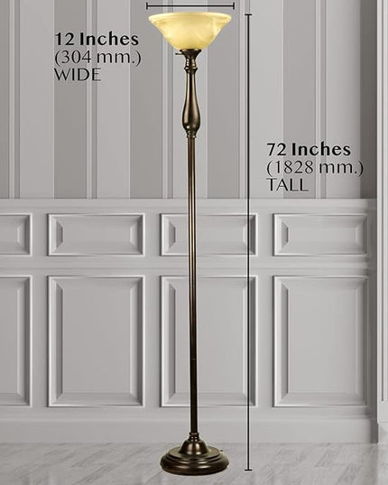 LIGHTACCENTS Royal Floor Lamp with Bronze Finish and Amber Alabaster Glass Shade -looking for Floor Lamp for Bedroom, Standing Lamp Or Floor Lamps for Living Room This Torchiere Floor Lamp - LeafyLoom