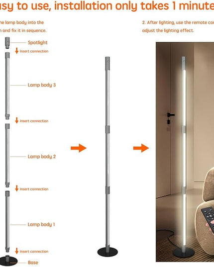 Modern LED Floor Lamp, with Top Reading Light, Bright Minimalist Dimmable 3 Color Temperatures, Remote Control, Standing Floor Lamp for Living Room, Bedroom, Home Office - LeafyLoom
