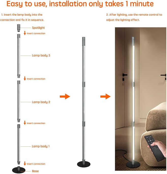 Modern LED Floor Lamp, with Top Reading Light, Bright Minimalist Dimmable 3 Color Temperatures, Remote Control, Standing Floor Lamp for Living Room, Bedroom, Home Office - LeafyLoom