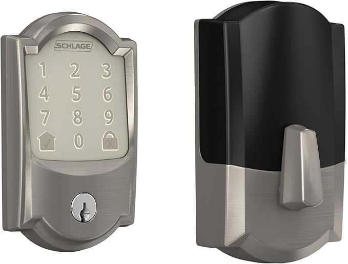 SCHLAGE Encode Smart Wi-Fi Deadbolt with Camelot Trim in Satin Nickel SchlageLockCompany