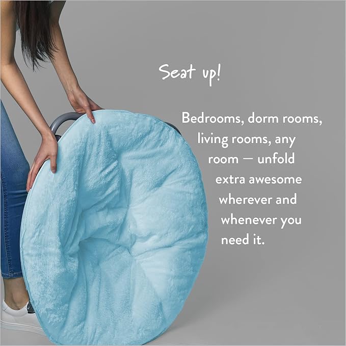Faux Fur Saucer Chair, Light Blue - LeafyLoom