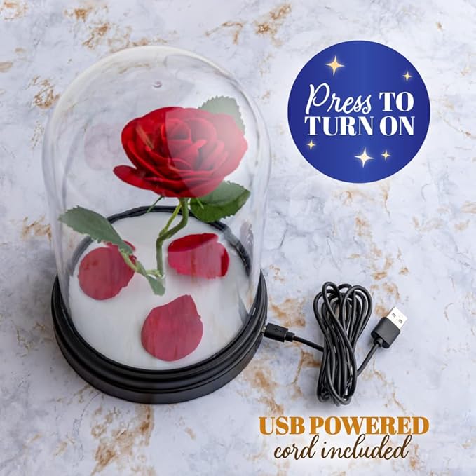 Paladone Beauty and The Beast Enchanted Rose Light, Touch Activated, Officially Licensed Disney Merchandise - LeafyLoom