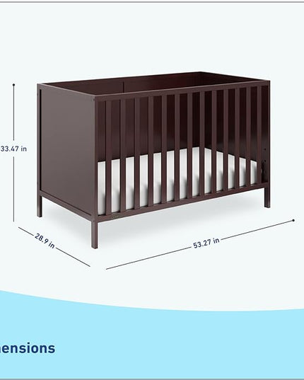 Graco Theo 3-in-1 Convertible Crib (Espresso) - GREENGUARD Gold Certified, Converts to Toddler Bed & Daybed, Fits Standard Full-Size Crib Mattress, 4 Adjustable Mattress Heights - LeafyLoom
