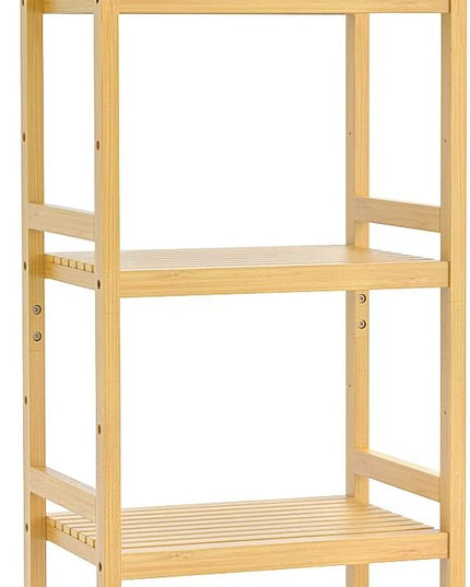 Homykic Bamboo Bookshelf, 5-Tier Narrow 55.9” Adjustable Book Shelf Bookcase Bathroom Shelves Freestanding Storage Stand for Living Room, Bedroom, Kitchen, Rust Resistance, Easy Assembly, Natural - LeafyLoom