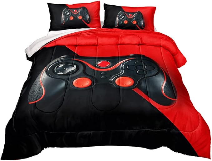 Gaming Comforter for Boys Teen,Game Contoller Bedding Set for Boys Kids,Down Alternative Comforter for All Season,Gamer Home Decor for Boys Comforter Set (Comforter-game40, Queen) - LeafyLoom