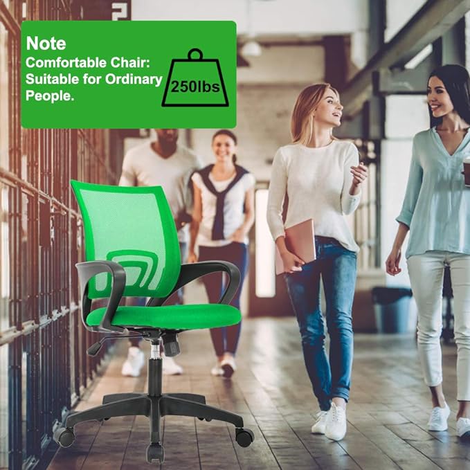 Home Office Chair Ergonomic Desk Chair Mesh Computer Chair with Lumbar Support Armrest Adjustable Rolling Swivel Chair for Women Adults, Green - LeafyLoom