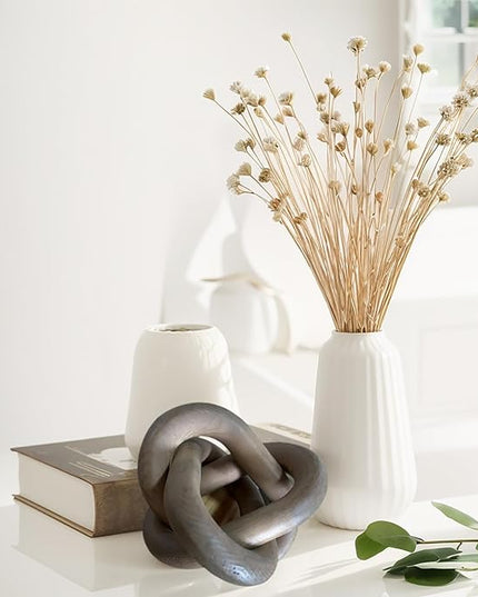 Wood Knot Decor -Coffee Table Decor Shelf Decor Table Books Hand Carved Home Decoration Boho Country Rustic Modern Shabby Chic Style Decor 3 Link Wooden Knot Chain Link Decor (Brown) - LeafyLoom