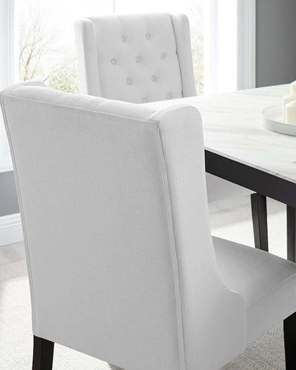 Modway Baronet Button Tufted Fabric, One Dining Chair, White - LeafyLoom