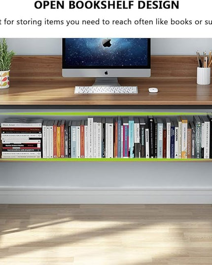 Tribesigns Computer Desk with Hutch, 47 inches Home Office Desk with Space Saving Design with Bookshelf for Small Spaces (Dark Walnut, 47) - LeafyLoom