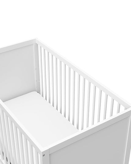 Storkcraft Calabasas 3-in-1 Convertible Crib (White) – GREENGUARD Gold Certified, Fits Standard Crib Mattress, Converts to Toddler Bed, Modern Style, Easy 30-Minute Assembly - LeafyLoom