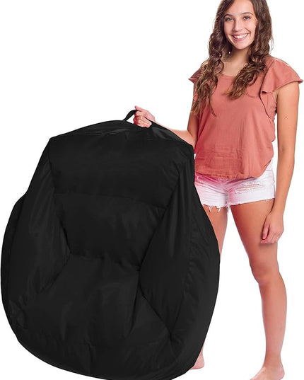 Posh Creations Structured Comfy Seat for Playrooms and Bedrooms, Large Bean Bag Chair, Coronado Chair, Black - LeafyLoom