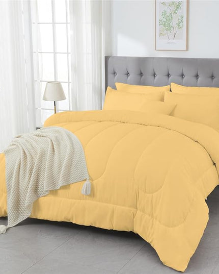 3 Piece Solid Color All Season Bedding Comforter Set Microfiber Soft Lightweight Bedding Set for Kids Teens Adults Room Decor with 1 Comforter and 2 Pillowcases Full - LeafyLoom