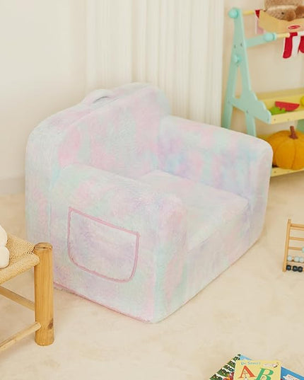 Toddler First Chair, Baby Chairs Comfy Toddler for Boys and Girls for Ages 18 Months and Up, Fits Any Decor (light-colored tie-dye) - LeafyLoom