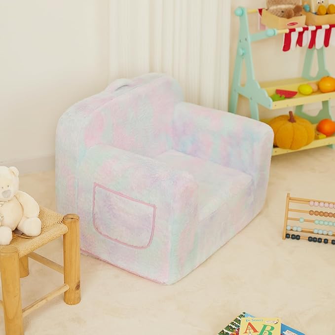 Toddler First Chair, Baby Chairs Comfy Toddler for Boys and Girls for Ages 18 Months and Up, Fits Any Decor (light-colored tie-dye) - LeafyLoom