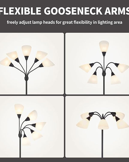 Medusa Floor Lamps Standing Lamps 5 Heads Adjustable Reading Light Large Shade Use E26 A19 Bulb Floor Lamps for Living Room Bedroom by ONEXT - LeafyLoom