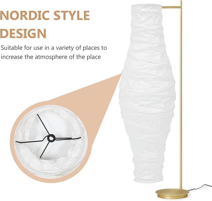 Uonlytech Paper Floor Lamp Shades Nordic Style Table Lampshades Japanese Style Standing Light Cover Light Accessories for Home Bedroom Desk Floor Lamp - LeafyLoom