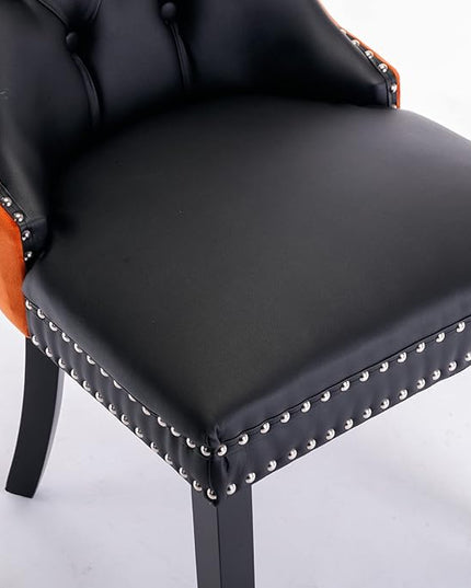 NicBex Haerin-SD-00105-LWJ Dining Chairs, 25.5"x19.7"x37.5", Black and Orange - LeafyLoom