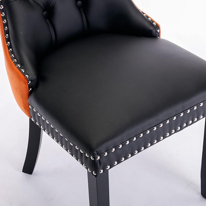 NicBex Haerin-SD-00105-LWJ Dining Chairs, 25.5"x19.7"x37.5", Black and Orange - LeafyLoom