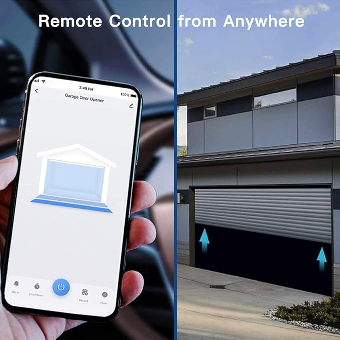LoraTap Smart WiFi Garage Door Opener Controller, Wireless Remote Control Switch Timer Open/Close Monitor, Smart Life App Control, Voice Control, Works with Alexa and Google Home, No Hub Required LoraTap