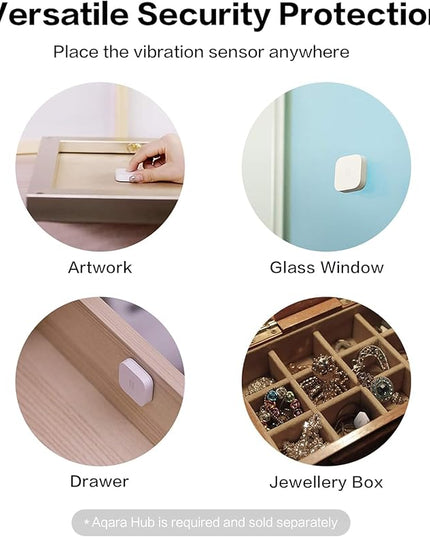 Aqara Vibration Sensor, Requires AQARA HUB, Zigbee Connection, Wireless Mini Glass Break Detector for Alarm System and Smart Home Automation, Compatible with Apple HomeKit, Works with IFTTT Aqara