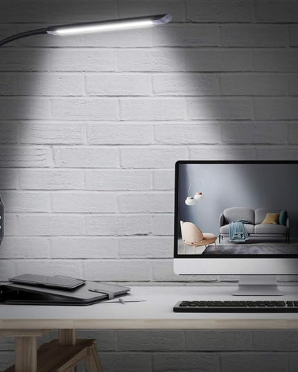 KEDSUM LED Desk Lamp with Clamp, Flexible Gooseneck Clamp Lamp with Touch & Remote Control, 10W Eye-Care Architect Desk Lamp for Office/Home, with 5 Color Modes, 5-Level Brightness & Memory Function - LeafyLoom
