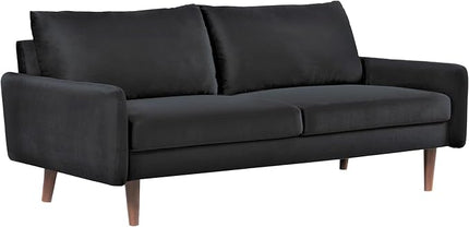 US Pride Furniture Kent Modern Velvet Sofa, Comfortable 3 Seater Couch for Living Rooms and Small Spaces, Ideal Studio Apartment Furniture with Sleek Design, Black - LeafyLoom