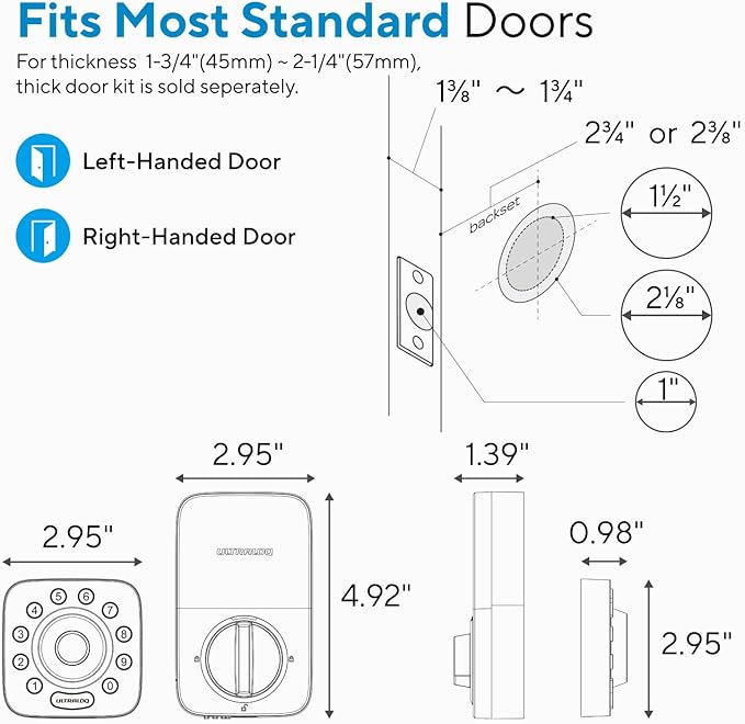 ULTRALOQ U-Bolt Pro WiFi Smart Lock with Door Sensor, 8-in-1 Keyless Entry Door Lock with Fingerprint ID, App Remote Control, Built-in WiFi Keypad Deadbolt, Auto Unlock, IP65 Waterproof, Easy Install ULTRALOQ