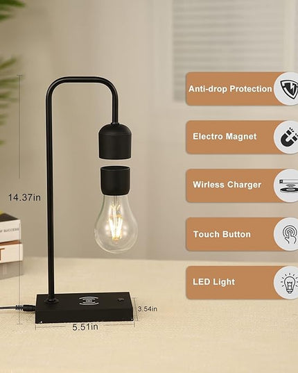 Unique Magnetic Levitating Lamp with LED Light Bulb Floating in The Air Wireless Charger Auto Control - LeafyLoom