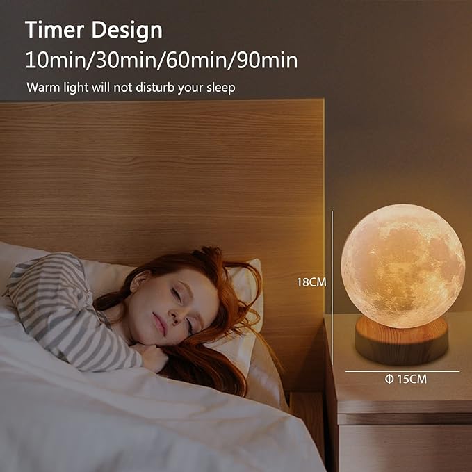 Light Therapy Lamp 10000 Lux, Happy Sunlight Lamps UV-Free with 3 Color Temperatures, Adjustable Brightness,Timer & Memory Function, Sun Lamp, Full Spectrum Light for Home, Office (Happy Moon Lamp) - LeafyLoom