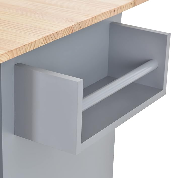 53" W Mobile Kitchen Island with Drop Leaf, Locking Wheels and Solid Wood Tabletop, Kitchen-cart w/Storage Cabinet &3 Drawers, for Dining Room, Coffee Bar Service - LeafyLoom