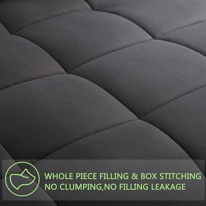 AMGUI Grey 1-Queen Comforter Set with 2 Pillow Shams, Down Alternative, Diamond Quilting, Machine Washable - LeafyLoom