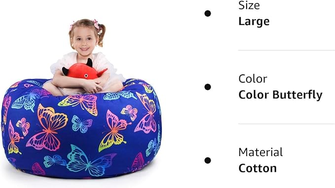 KABOER Bean Bag Cover for Kids,200L Stuffed Animal Storage Bean Bag Chair Cover |Stuffable Zipper Beanbag for Organizing Children Soft Plush Toys (32x29inch) - LeafyLoom